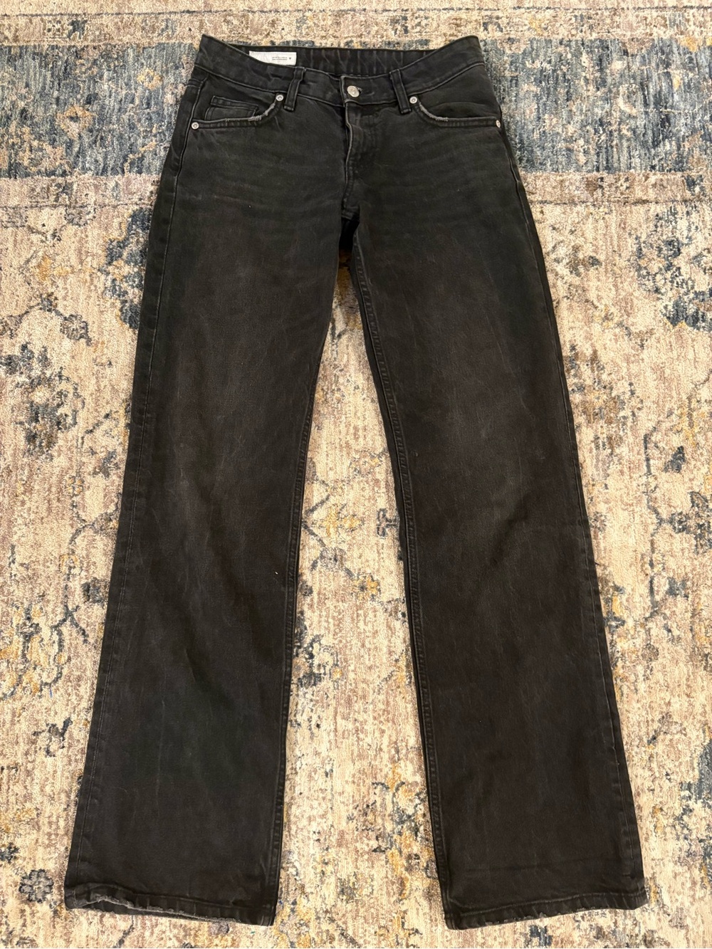 Zara Women's Low Rise Black Straight Leg Wide Leg Jeans Size 2